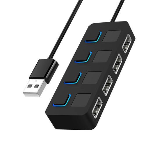 USB 2.0 Hub - 4-Poorts Splitter met LED Indicator en Schakelaar